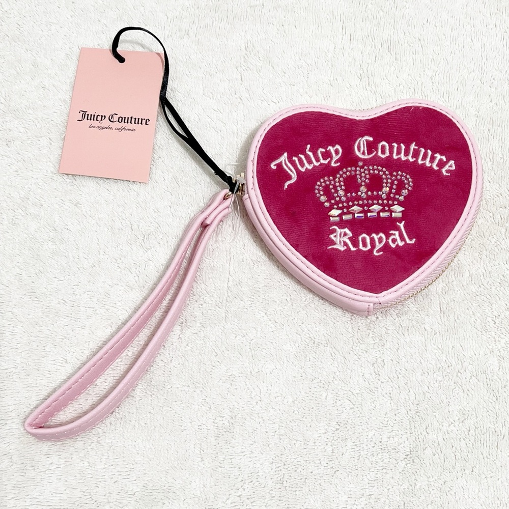 NWT! Juicy Couture Raspberry Heart Shaped Wristlet Coquette Girlie Feminine